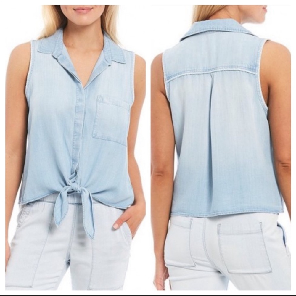 Cloth & Stone chambray top with tie. Size PS.